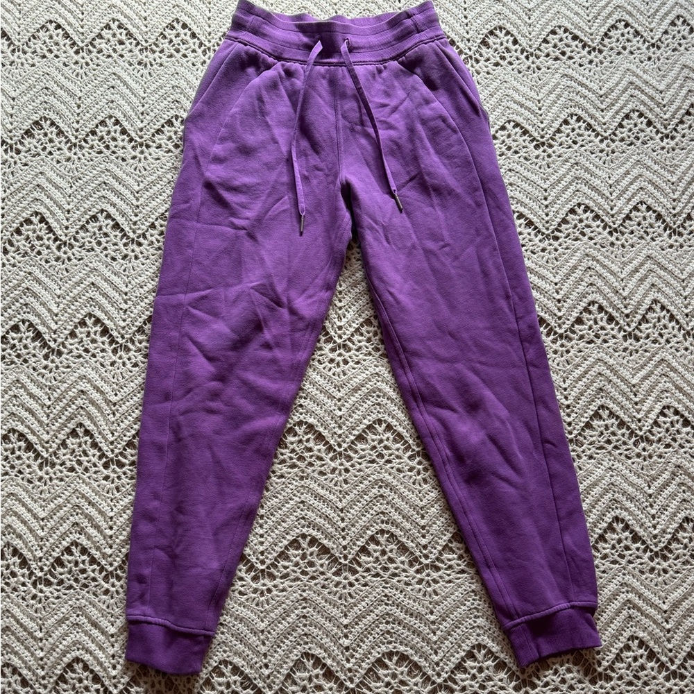 Lululemon Jogger Sweatpants Vibrant Purple Size 2 Front Ties Pockets Lulu